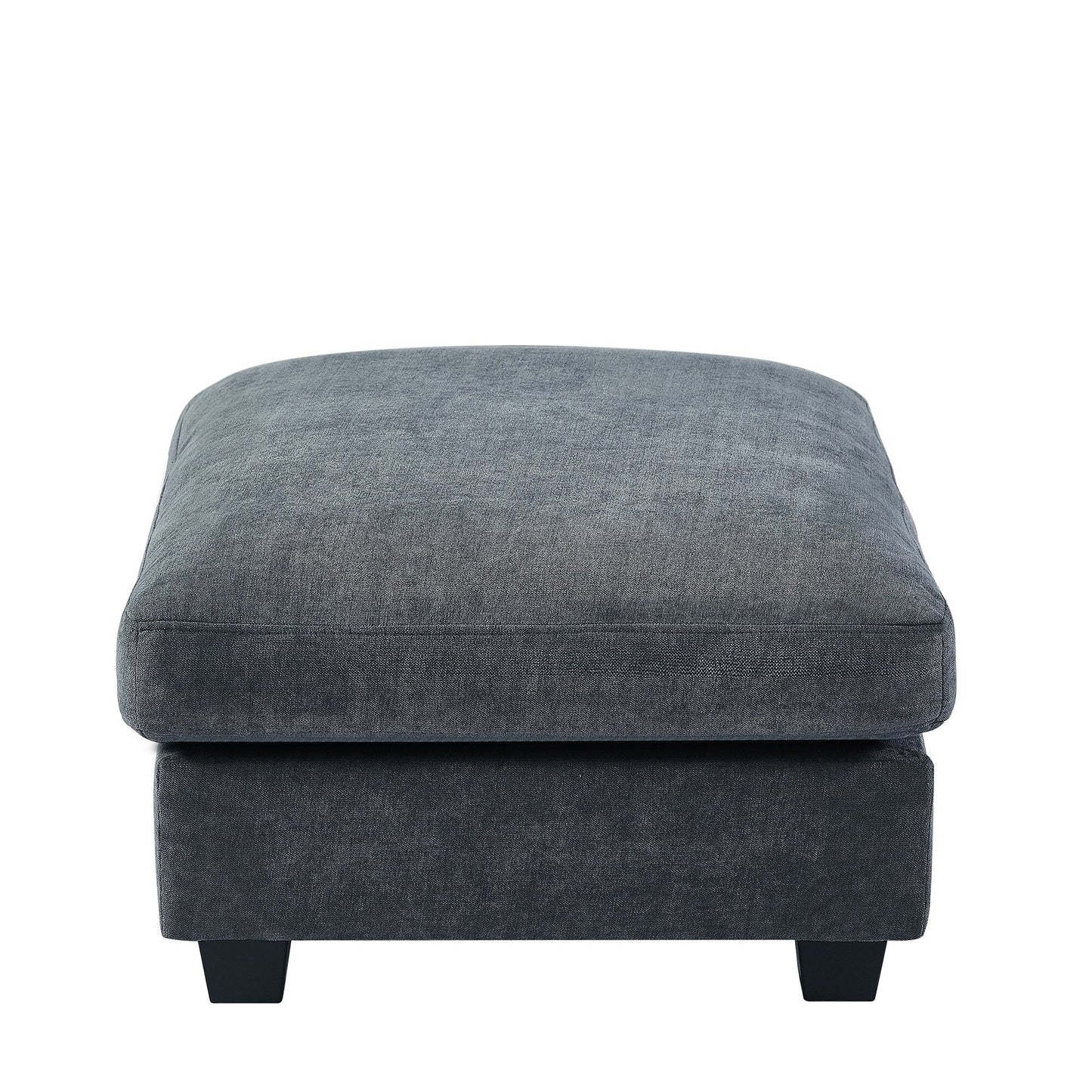 Divano componibile moderno a forma di L imbottito in piume con chaise longue reversibile e cuscini per soggiorno