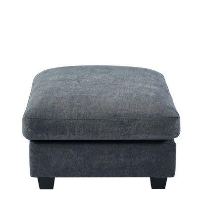 Divano componibile moderno a forma di L imbottito in piume con chaise longue reversibile e cuscini per soggiorno