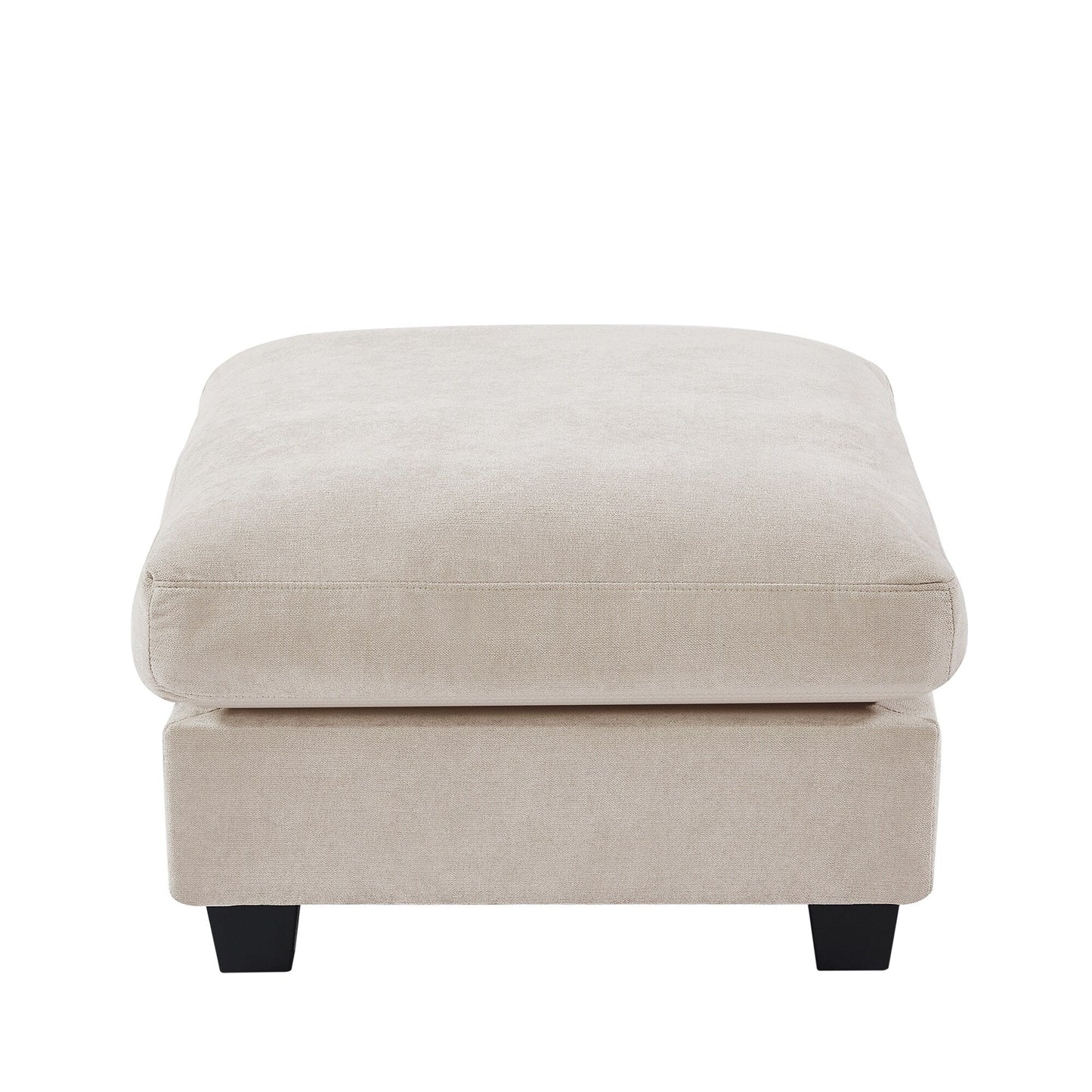 Divano componibile moderno a forma di L imbottito in piume con chaise longue reversibile e cuscini per soggiorno