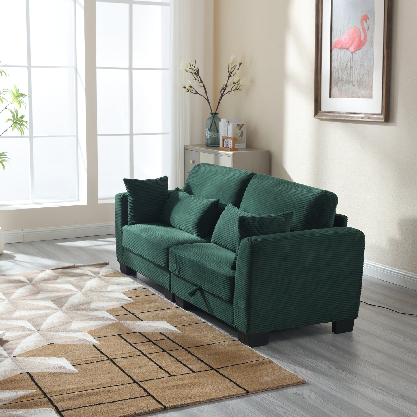 Divano moderno imbottito a forma di L, divano componibile modulare in velluto a 2 posti con sedute contenitore per soggiorno e appartamento 86.61