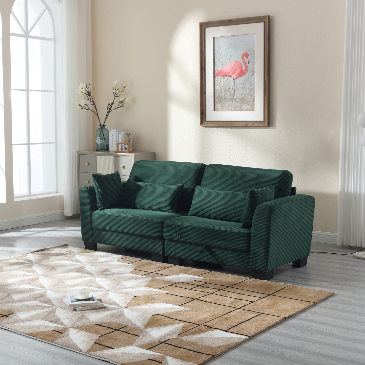 Divano moderno imbottito a forma di L, divano componibile modulare in velluto a 2 posti con sedute contenitore per soggiorno e appartamento 86.61