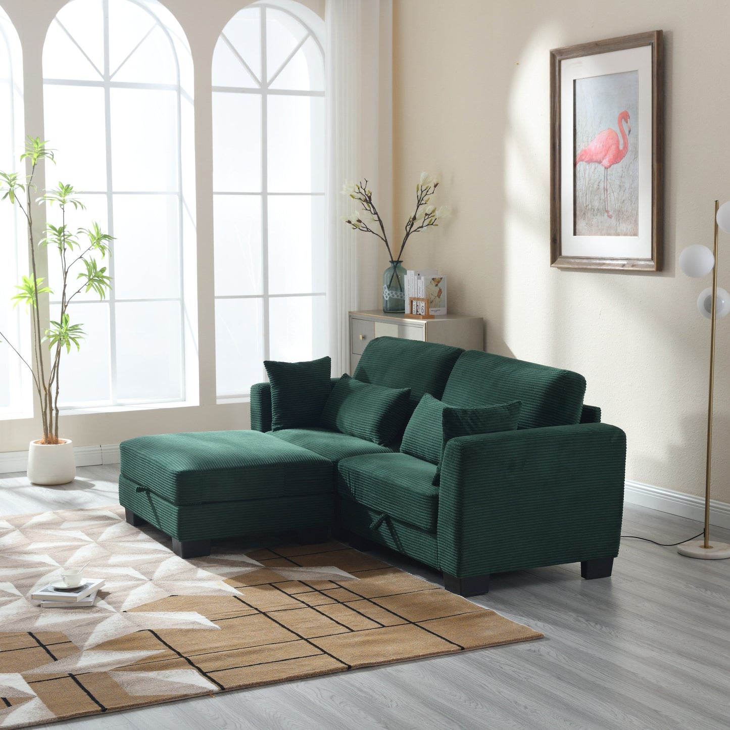 Divano moderno imbottito a forma di L, divano componibile modulare in velluto a 2 posti con sedute contenitore per soggiorno e appartamento 86.61