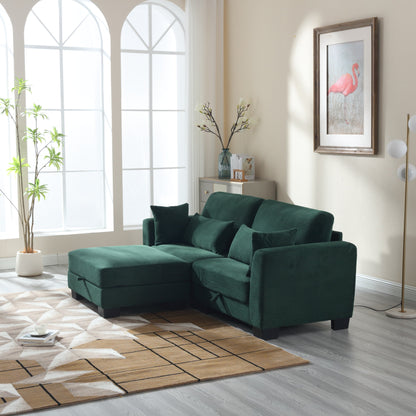 Divano moderno imbottito a forma di L, divano componibile modulare in velluto a 2 posti con sedute contenitore per soggiorno e appartamento 86.61