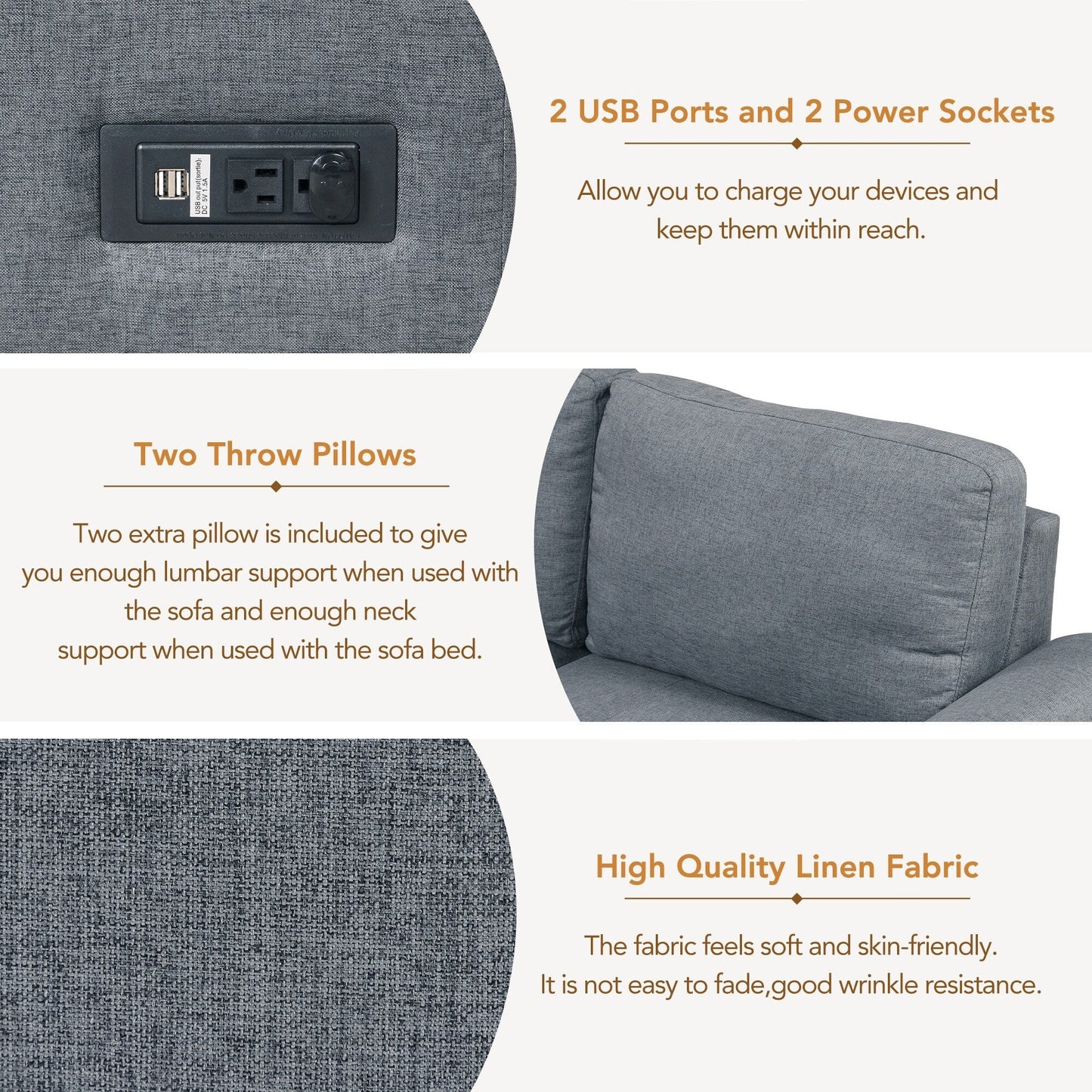 Divano letto moderno a forma di L in velluto, divano letto angolare con pouf contenitore, bracciolo nascosto e ricarica USB