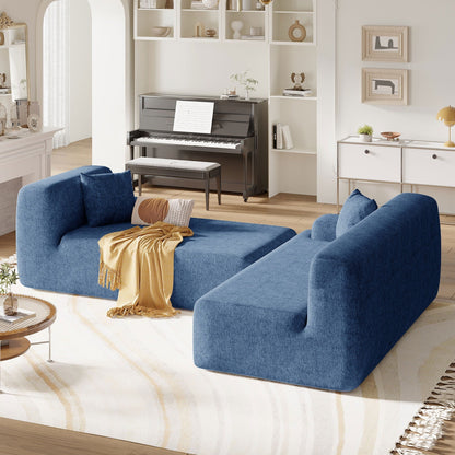 Divano componibile moderno a forma di L, 2 pezzi, combinazione libera, con seduta profonda, per soggiorno e salone