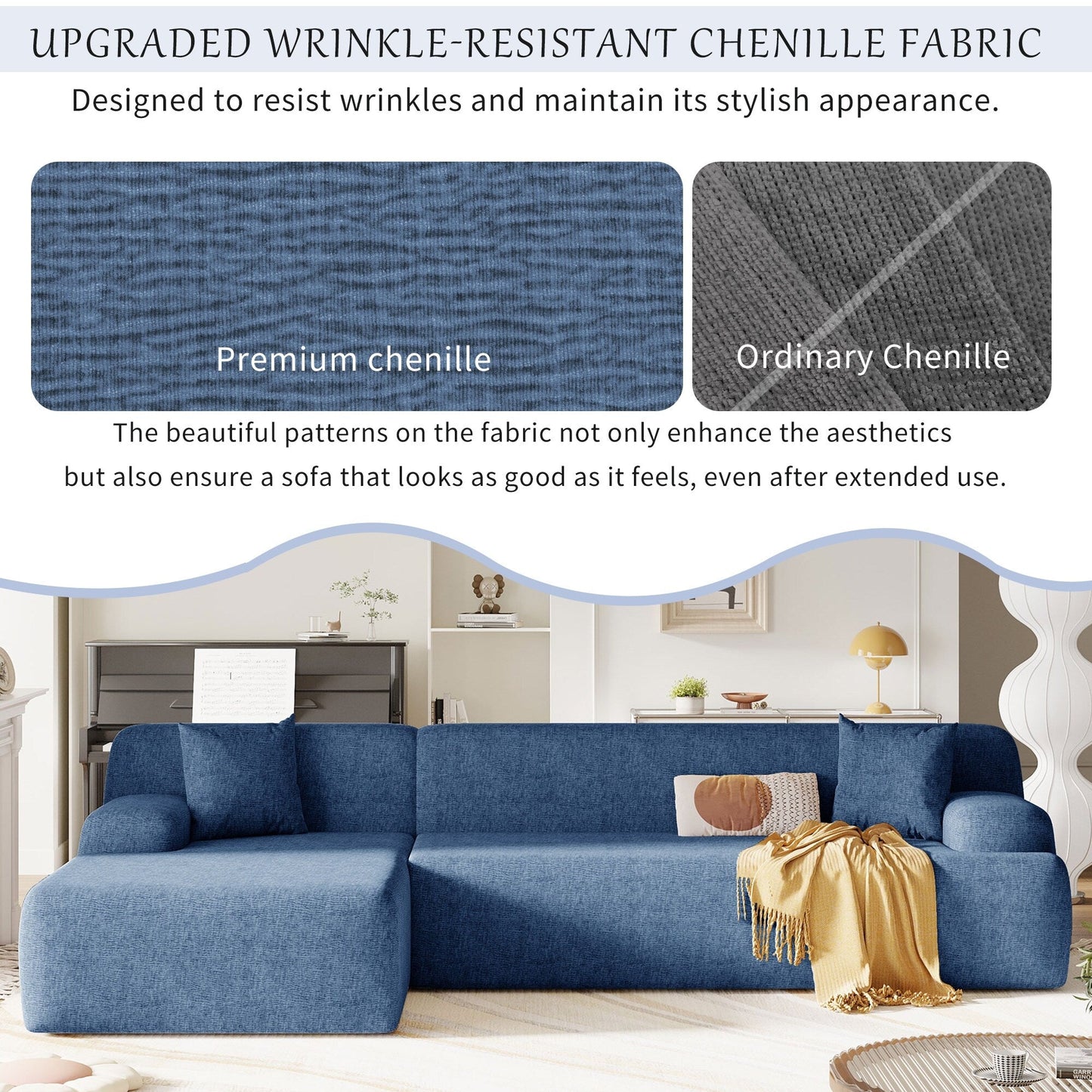 Divano componibile moderno a forma di L, 2 pezzi, combinazione libera, con seduta profonda, per soggiorno e salone