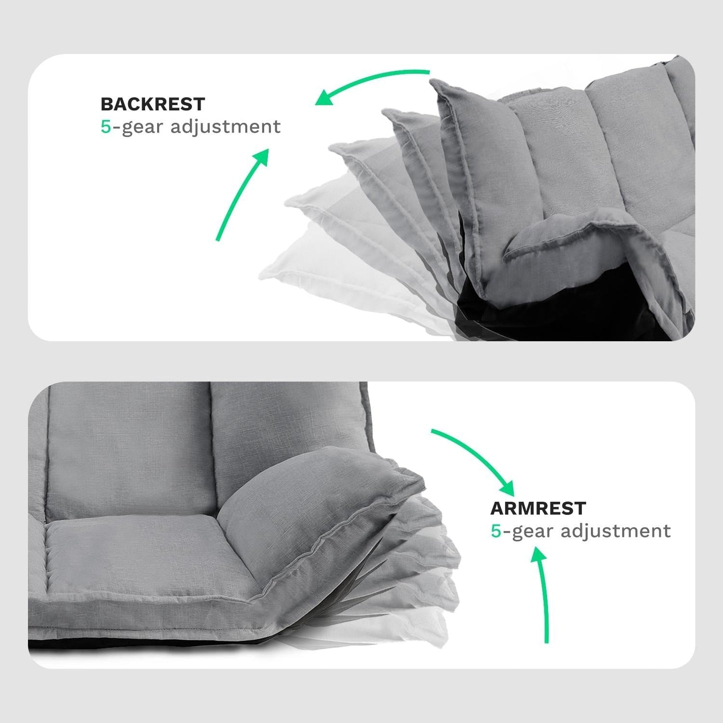 Divano moderno e grazioso, set di futon, comodo divano letto regolabile