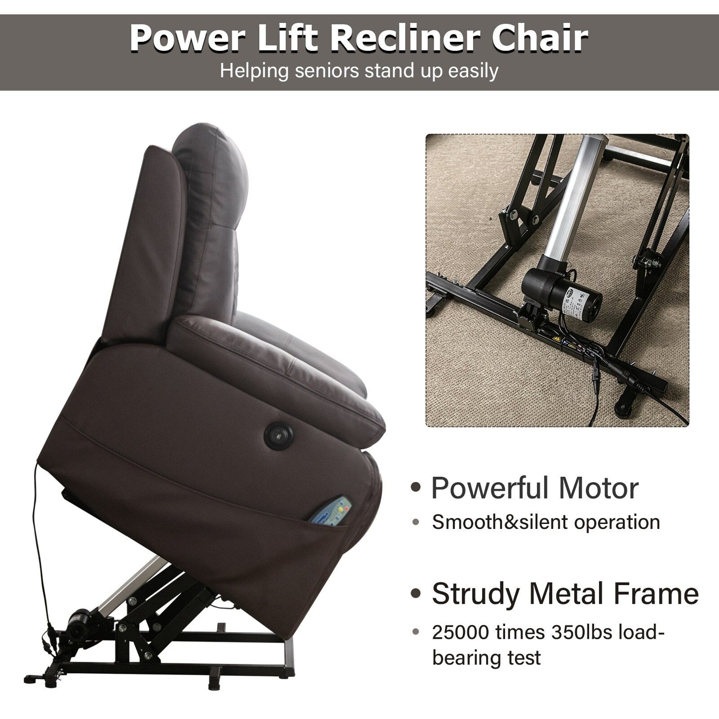 Poltrona massaggiante moderna in pelle reclinabile elettricamente e riscaldata per anziani