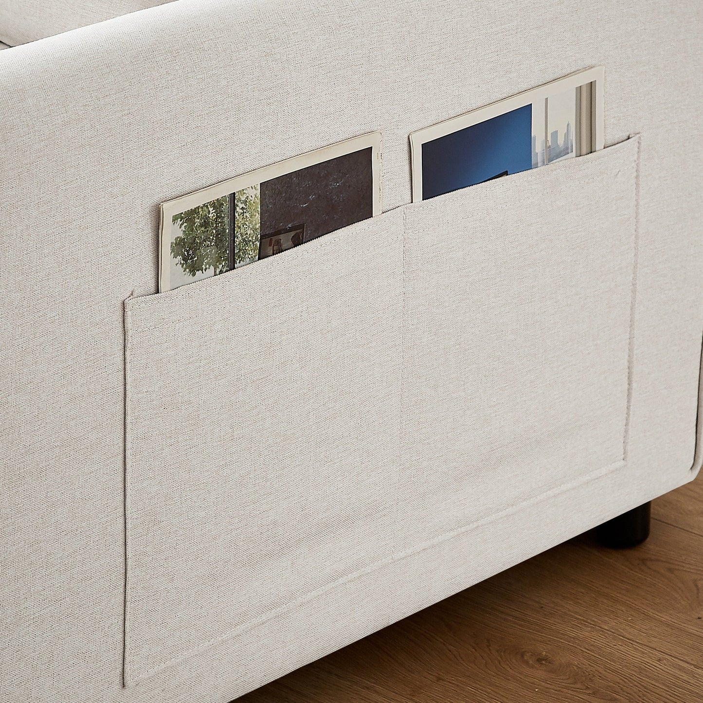 Divano letto trasformabile in lino con schienale regolabile - 38,60 x 54,00 x 31,90