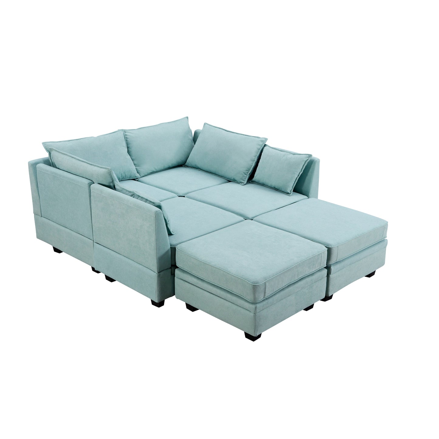 Divano moderno rivestito in lino, grande divano letto componibile modulare a forma di U con chaise longue reversibile per soggiorno e appartamento