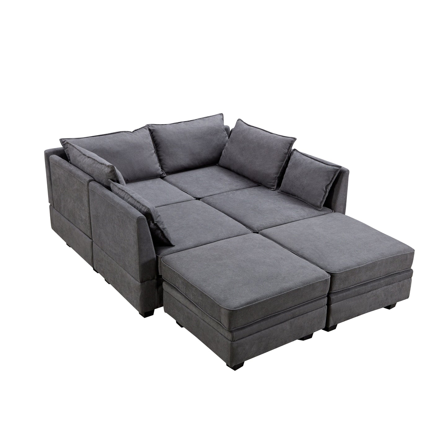 Divano moderno rivestito in lino, grande divano letto componibile modulare a forma di U con chaise longue reversibile per soggiorno e appartamento