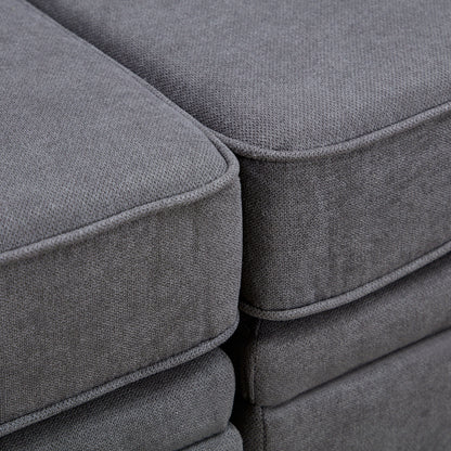 Divano moderno rivestito in lino, grande divano letto componibile modulare a forma di U con chaise longue reversibile per soggiorno e appartamento