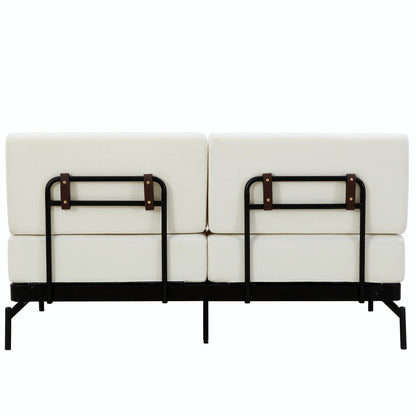 Divano moderno a due posti 59, con porte USB flessibili e braccioli cilindrici unici