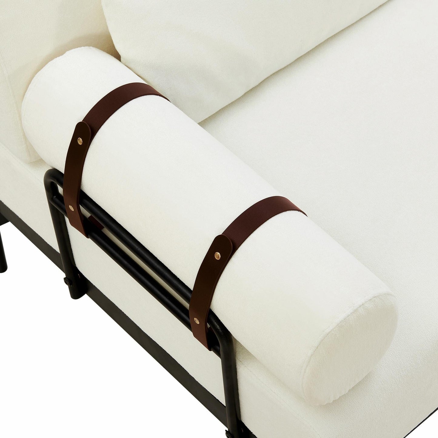 Divano moderno a due posti 59, con porte USB flessibili e braccioli cilindrici unici