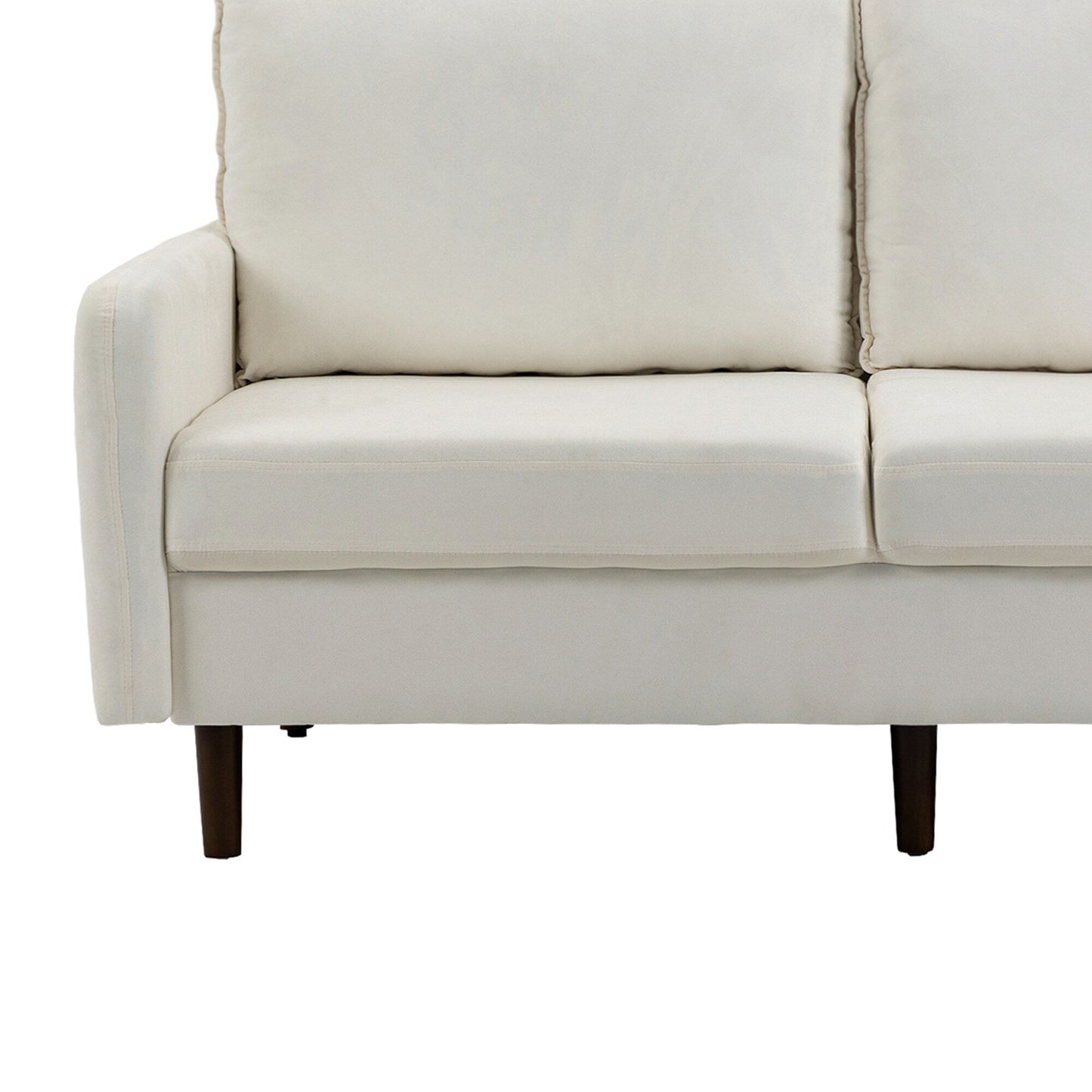 Divano moderno con gambe in legno e velluto