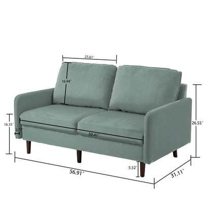 Divano moderno con gambe in legno e velluto