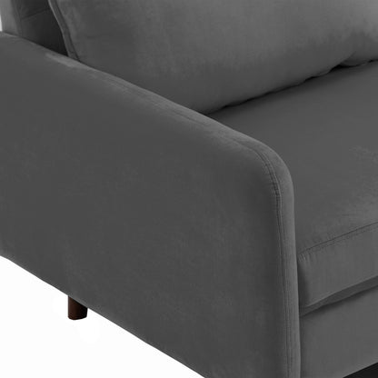 Divano moderno con gambe in legno e velluto