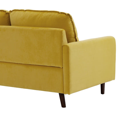 Divano moderno con gambe in legno e velluto