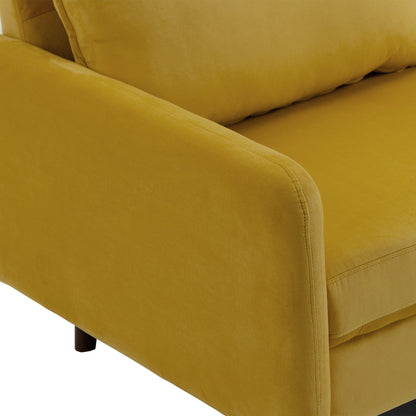 Divano moderno con gambe in legno e velluto