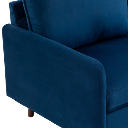 Divano moderno con gambe in legno e velluto