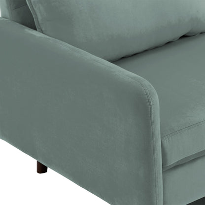 Divano moderno con gambe in legno e velluto