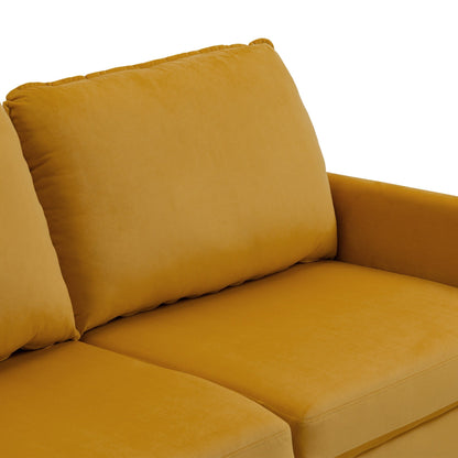 Divano moderno con gambe in legno e velluto