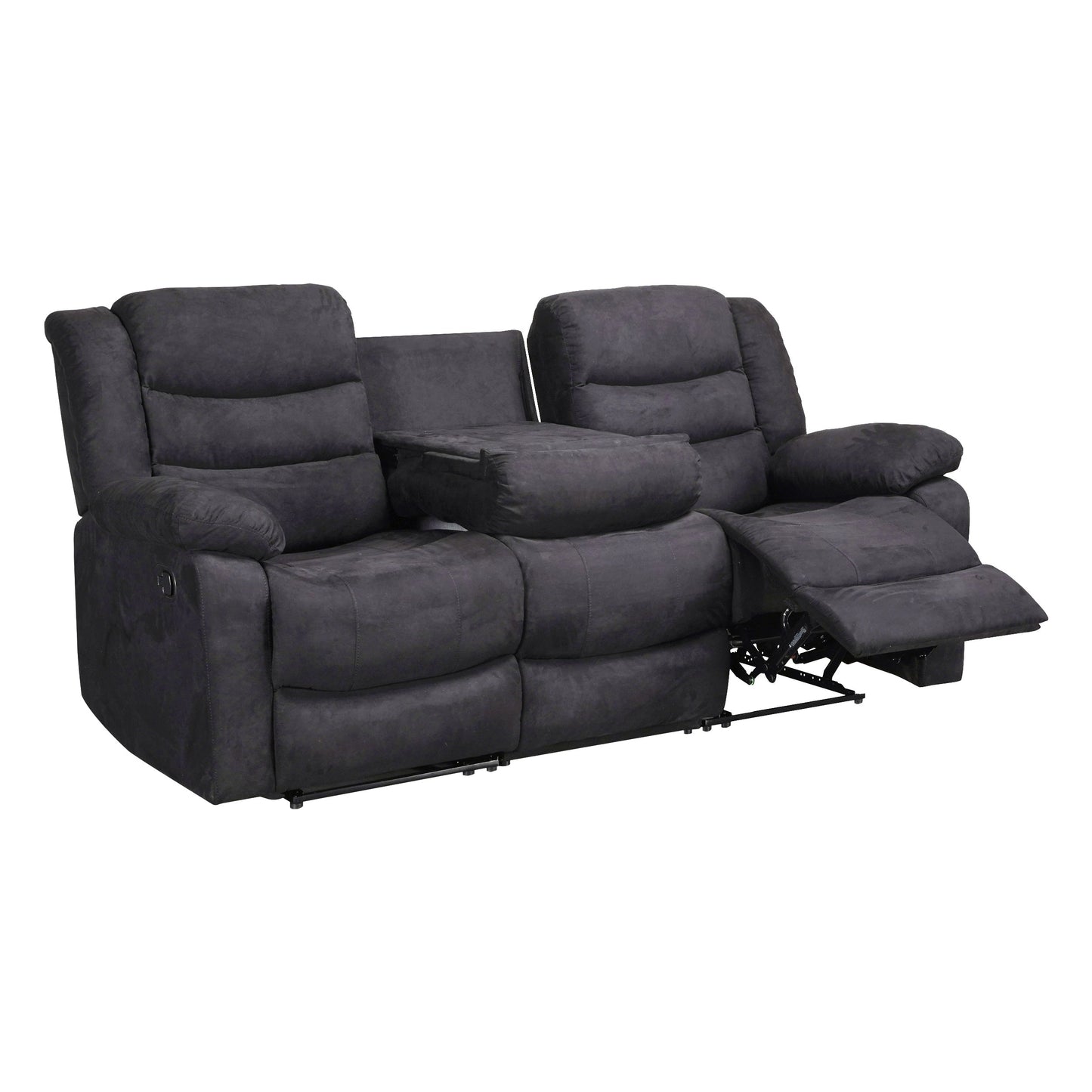 Moderno set di divani reclinabili manuali da soggiorno a 3 pezzi con tavolo a scomparsa e consolle