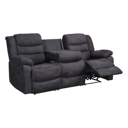 Moderno set di divani reclinabili manuali da soggiorno a 3 pezzi con tavolo a scomparsa e consolle