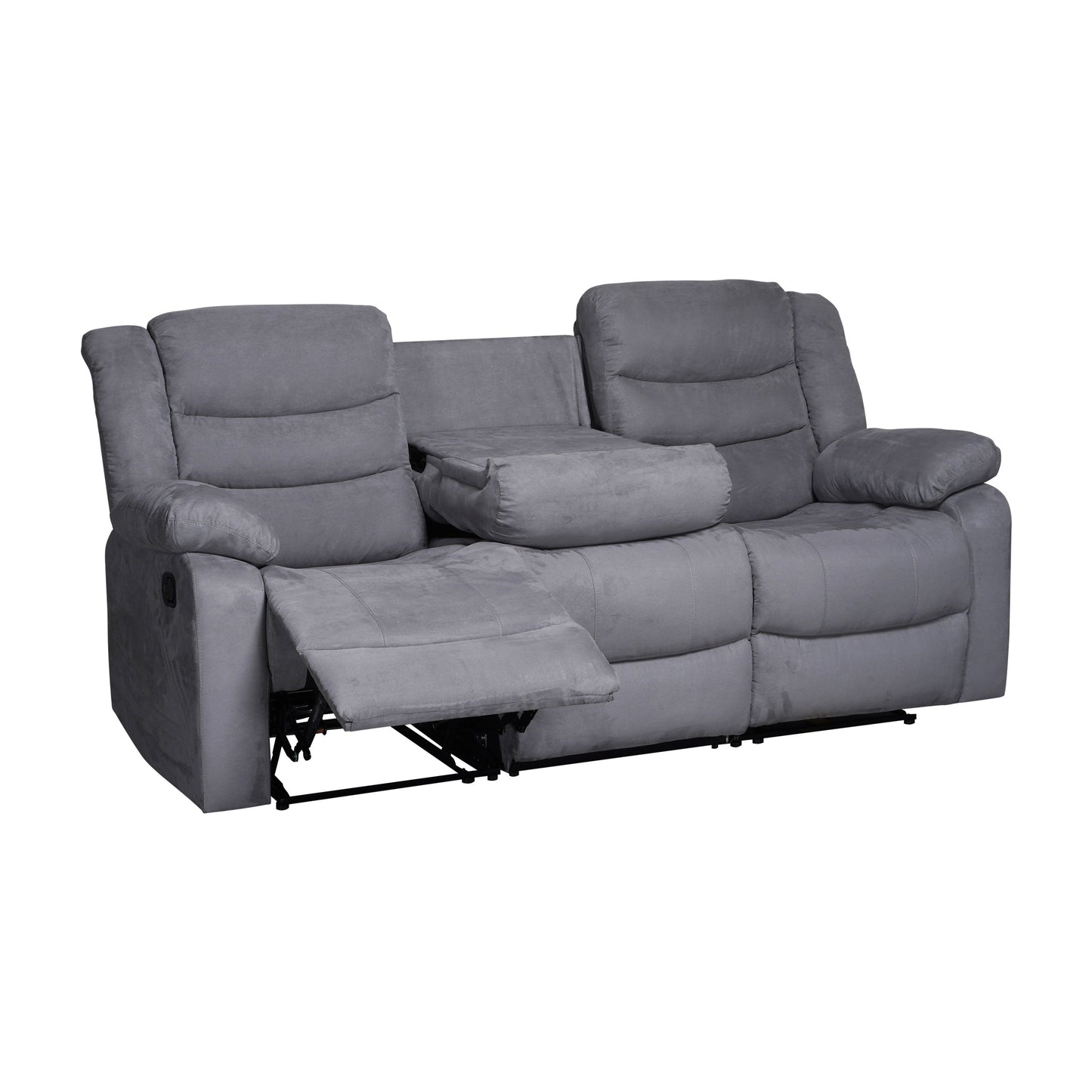 Moderno set di divani reclinabili manuali da soggiorno a 3 pezzi con tavolo a scomparsa e consolle