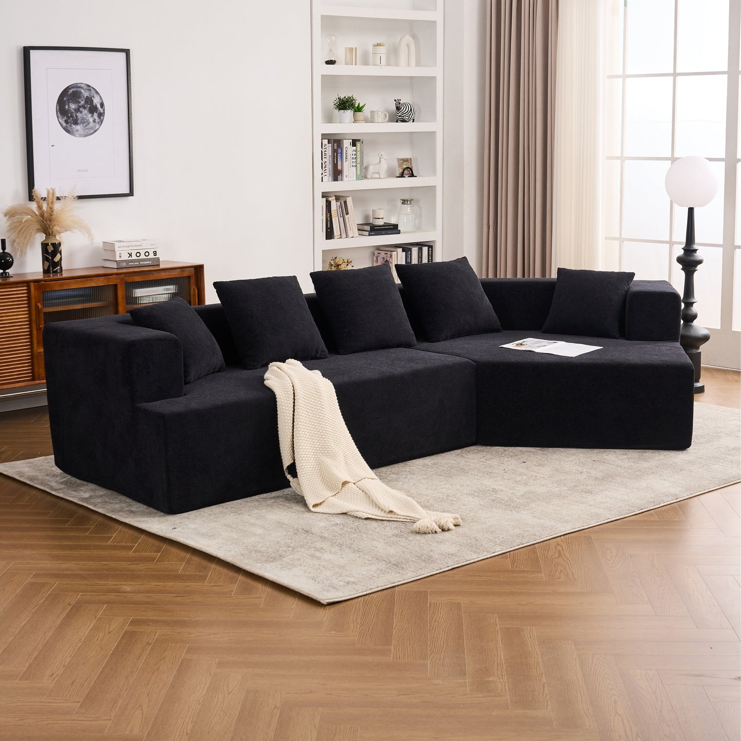 Divano moderno in memory foam con rivestimento in tessuto ciniglia