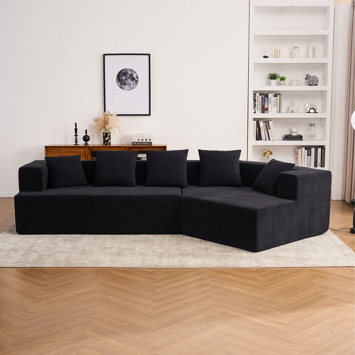 Divano moderno in memory foam con rivestimento in tessuto ciniglia