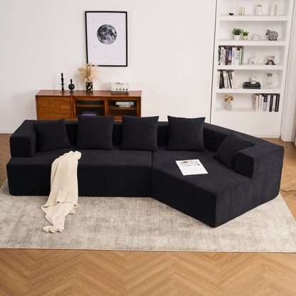 Divano moderno in memory foam con rivestimento in tessuto ciniglia