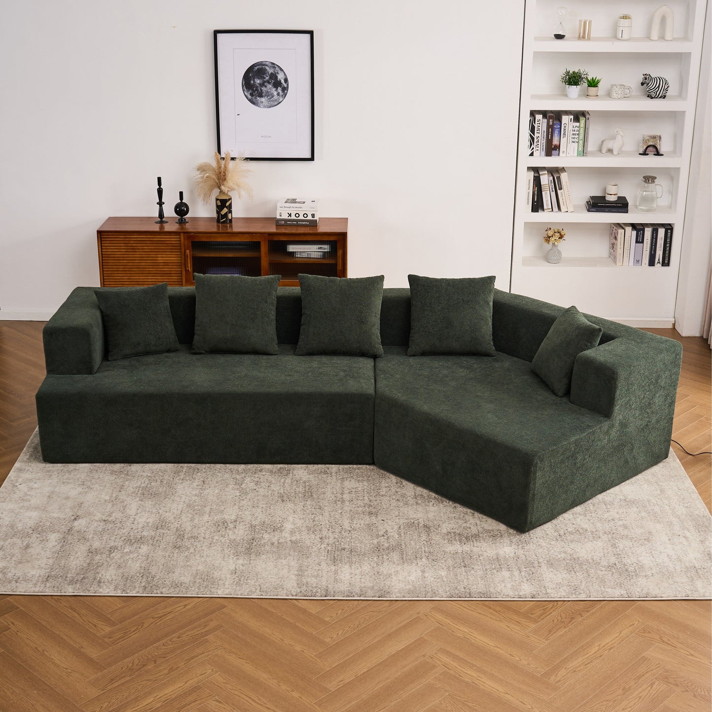 Divano moderno in memory foam con rivestimento in tessuto ciniglia