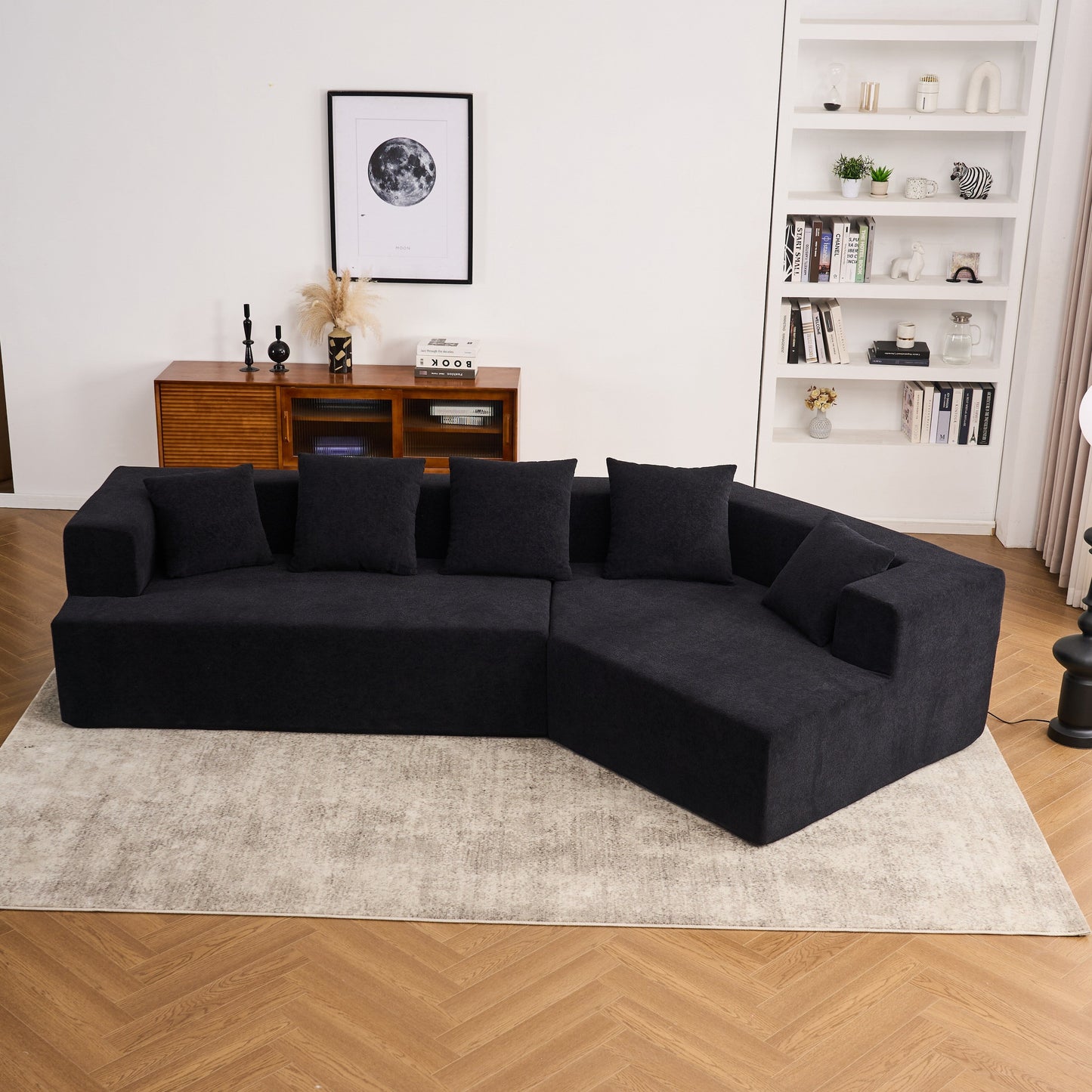 Divano moderno in memory foam con rivestimento in tessuto ciniglia