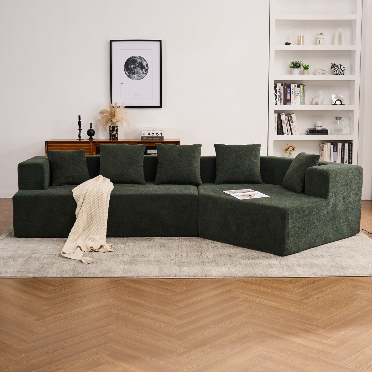 Divano moderno in memory foam con rivestimento in tessuto ciniglia