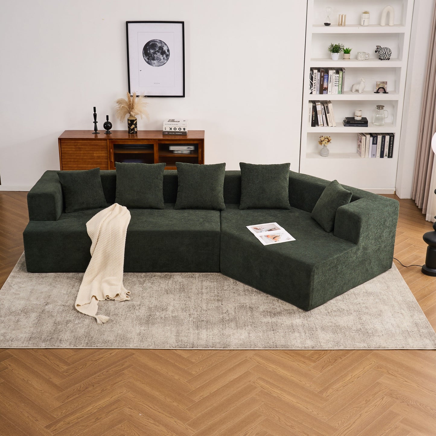 Divano moderno in memory foam con rivestimento in tessuto ciniglia