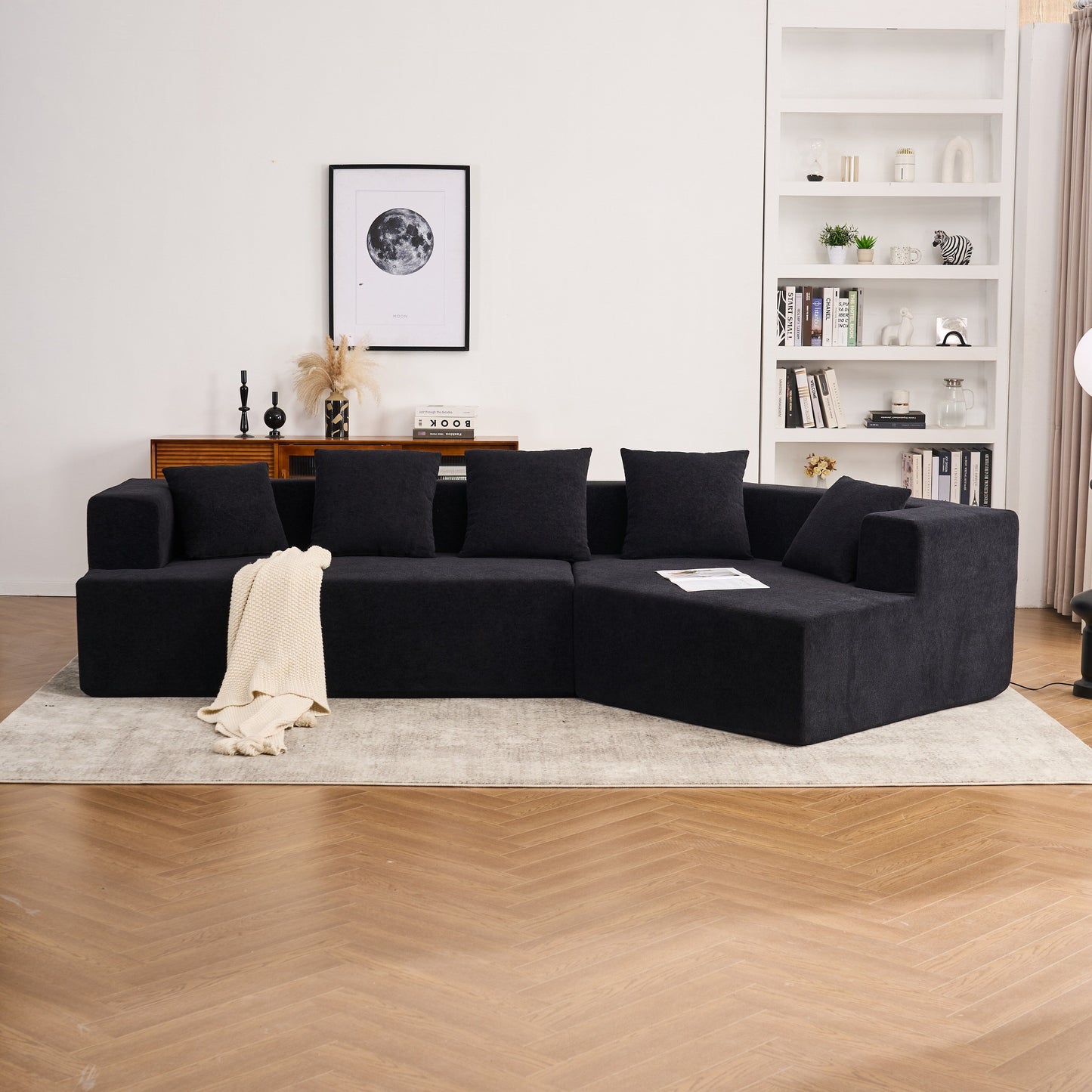 Divano moderno in memory foam con rivestimento in tessuto ciniglia