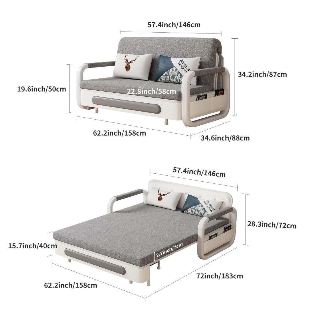 Divano letto moderno in memory foam con contenitore
