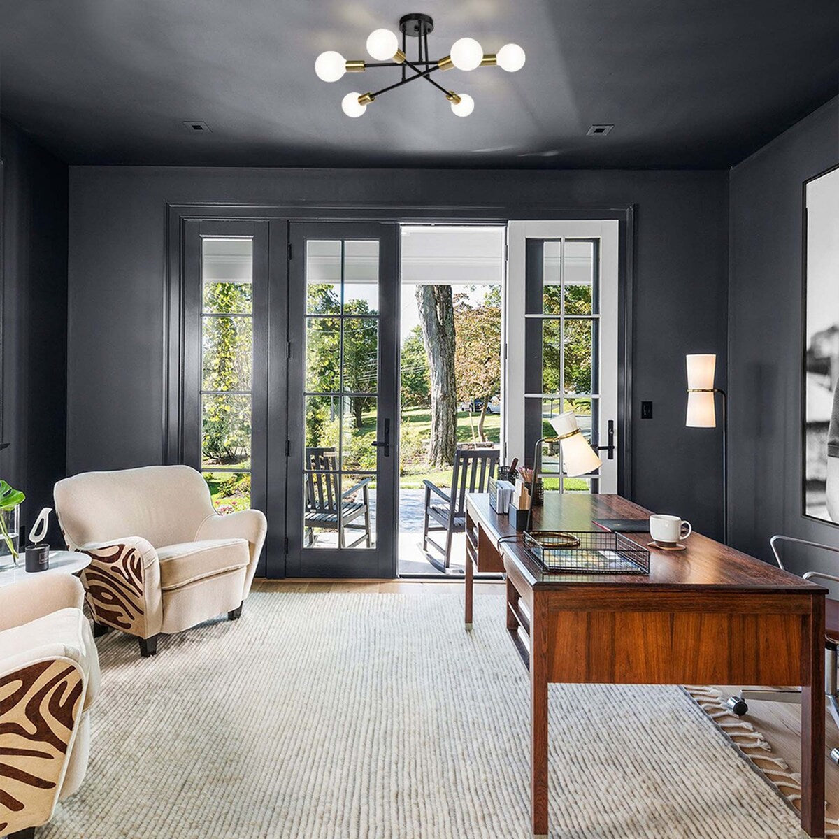 6 - Lampada da soffitto semi-incassata Sputnik in metallo moderno leggero da 23,62''