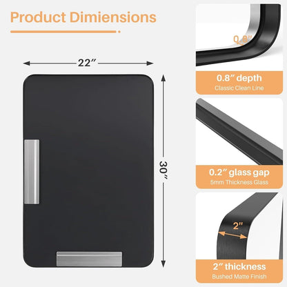 Specchi da bagno rettangolari arrotondati con cornice in lega di alluminio nero, da appendere sopra il lavandino, orizzontalmente o verticalmente.