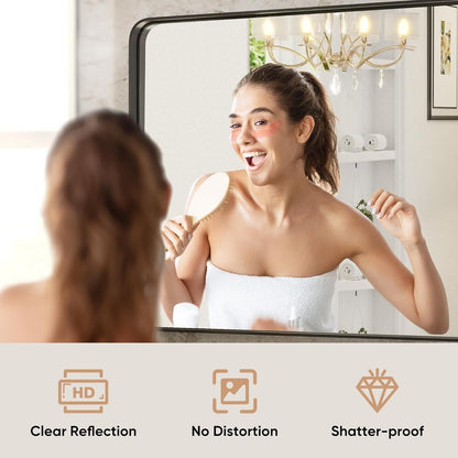 Specchio da bagno moderno con cornice in metallo da parete con garanzia di 5 anni