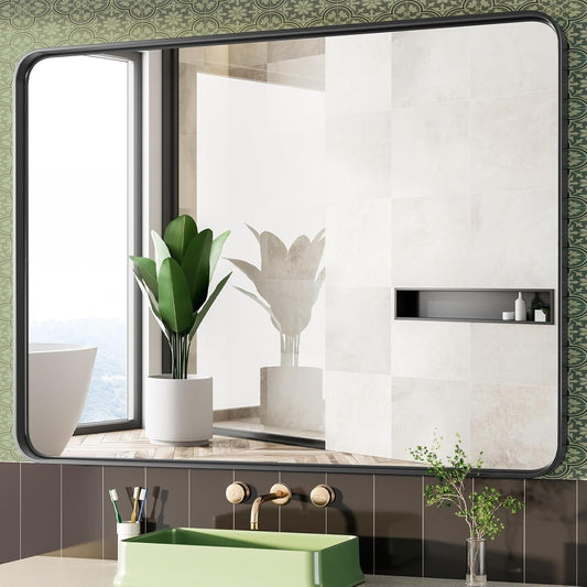 Specchio da bagno moderno con cornice in metallo da parete con garanzia di 5 anni