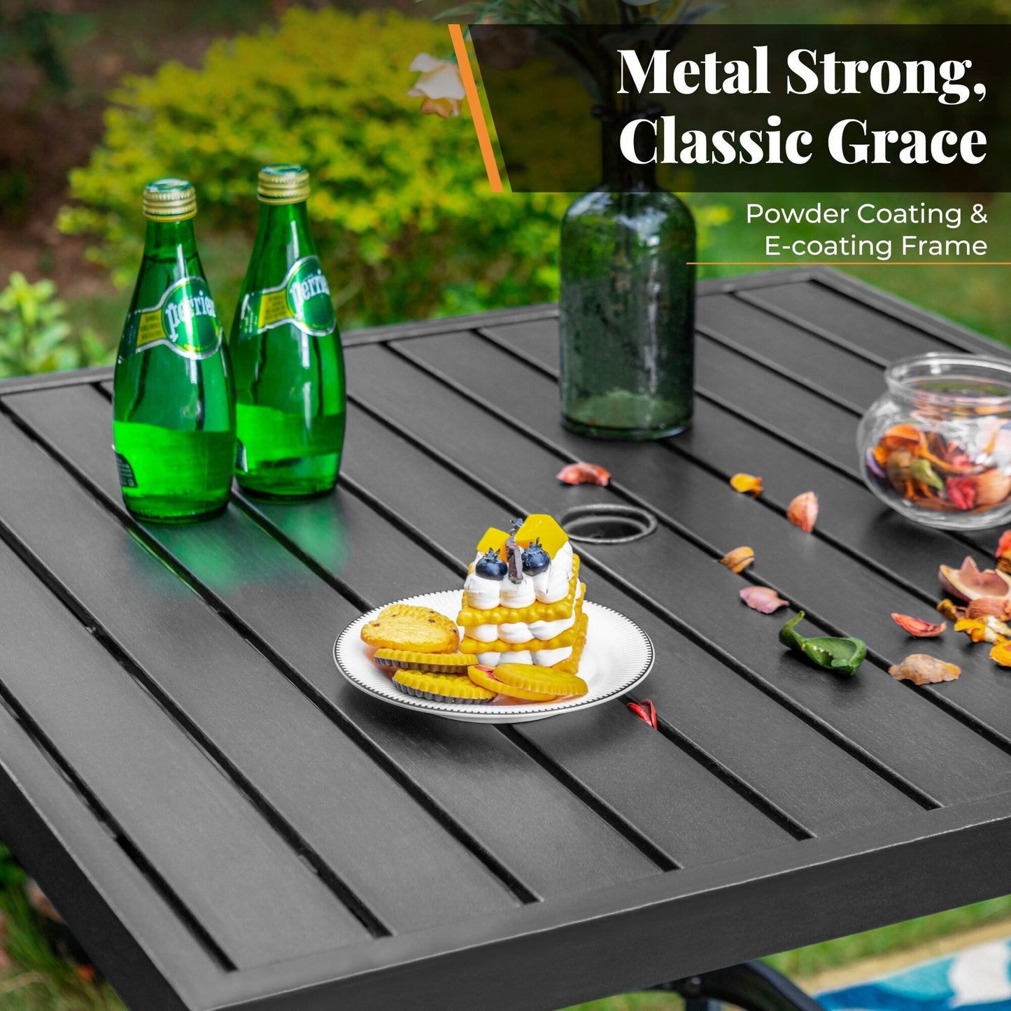 MAISON?ARTS Set da bar moderno in metallo per patio con sgabelli girevoli imbottiti