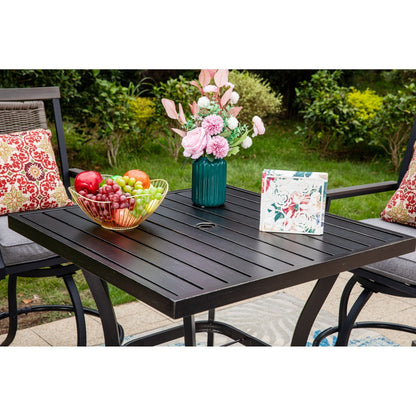 MAISON?ARTS Set da bar moderno in metallo per patio con sgabelli girevoli imbottiti