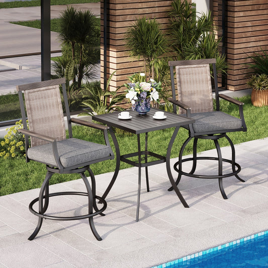 MAISON?ARTS Set da bar moderno in metallo per patio con sgabelli girevoli imbottiti