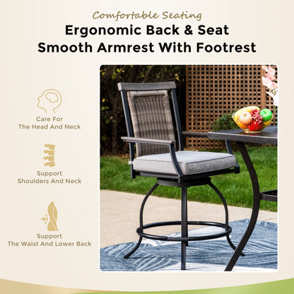 MAISON?ARTS Set da bar moderno in metallo per patio con sgabelli girevoli imbottiti