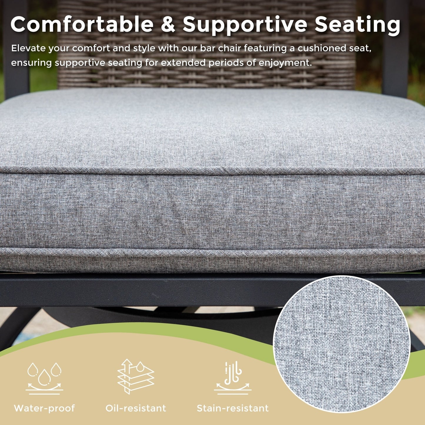 MAISON?ARTS Set da bar moderno in metallo per patio con sgabelli girevoli imbottiti