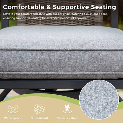 MAISON?ARTS Set da bar moderno in metallo per patio con sgabelli girevoli imbottiti