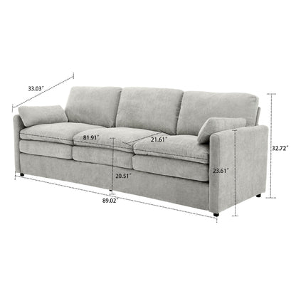 Divano moderno e minimalista per soggiorno rivestito in tessuto ciniglia