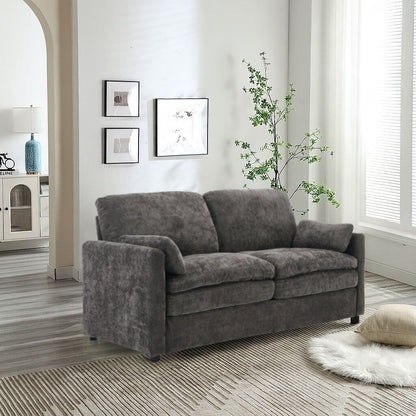 Divano moderno e minimalista per soggiorno rivestito in tessuto ciniglia